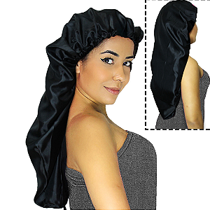 Touca De Cetim Longa Anti frizz Preta