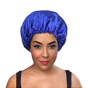 Touca De Cetim Dupla Camada Anti frizz Azul Royal