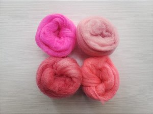 Lã para Feltragem Rosa - 4 Meadas - 48g