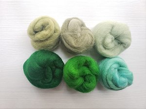 Lã para Feltragem Verde - 6 Meadas - 72g