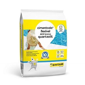 ARGAMASSA QUARTZOLIT ACIII SAUNAS/CHURR/PISC 20KG BRANCA REVESTIMENTO ATÉ 170X170 USO INTERNO E 150X150 USO EXTERNO 24HORAS PARA REJUNTAR