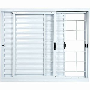 JANELA VENEZIANA AÇO CRV BRANCA 3FOLHAS 100X150X12CM C/GRADE QUADRADA