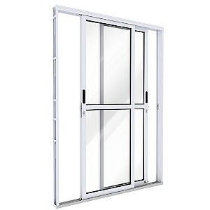 PORTA RIOBRAS ALUMINIO DE CORRER LATERAL 2 FOLHAS MOVEIS A150.0 213X150X10,5CM