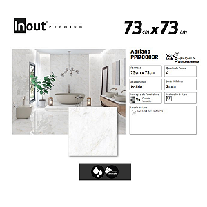 PISO INOUT PREMIUM RETIFICADO POLIDO 73X73 ADRIANO CX 2,13M2