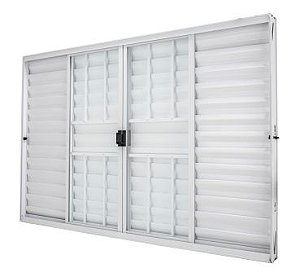 JANELA VENEZIANA ALUMINIO BRANCA 6F 200X100X8CM C/GRADE