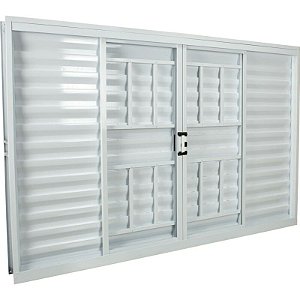 JANELA VENEZIANA ALUMINIO CRV STANDART BR 6FOLHAS -2FIXAS 200X100X12CM C/GRADE