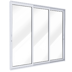 PORTA ALUMÍNIO CORRER LATERAL VD TEMPERADO 4MM 3 FL MOVEIS 235x250x12CM 9153.0 LUCASA ECCELLENTE