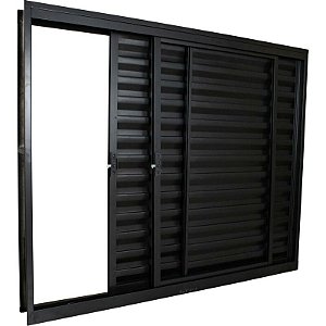 JANELA VENEZIANA CRV ALUMINIO BLACK STANDART  3FOLHAS -1FIXA  100X150X12CM S/GRADE