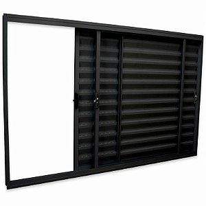 JANELA VENEZIANA CRV ALUMINIO BLACK 3FOLHAS MOVEIS CLASSIC 150X100X7CM