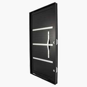 PORTA CRV LAMBRI PIVOTANTE ALUMINIO NOBRE COM FRISO BLACK 227X115X10,5CM  PUXADOR OVAL