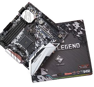 Placa Mãe Asrock B450m Steel Legend Rgb Am4 Ryzen aura sinc