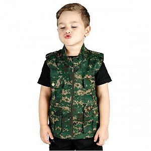 Colete Infantil Army Camuflado Treme Terra - Verde Digital