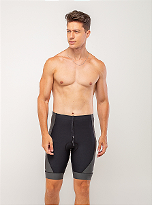 BERMUDA EVOLUTION RUN PRETA E CINZA 2 BOLSOS + 1 BOLSO DE ZÍPER MASCULINO