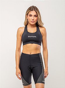 BERMUDA MULTISPORT RUN SEAM PRETA E CINZA 2 BOLSOS FEMININA