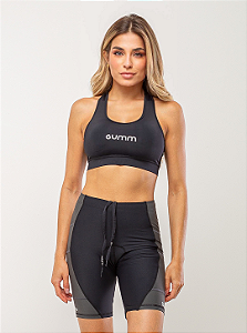 BERMUDA 6 POCKETS RUN PRETA E CINZA FEMININA