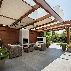 Forro Sintético Para Pergolado Ideal para áreas externas 1,40mts De Largura - MARROM c/ BRANCO