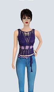 Cropped De Crochê Com Cinto Igual!