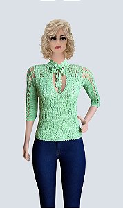 Blusa De Crochê Gola Laço!