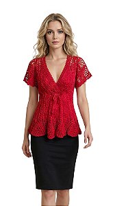 Blusa de Crochê Estilo Batinha-Vermelha!