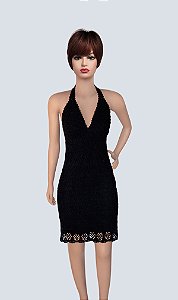 Vestido De Crochê, Modelo Frente Única, Preto!