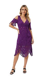 Vestido de crochê ultravioleta, elegância e exclusividade em cada detalhe!