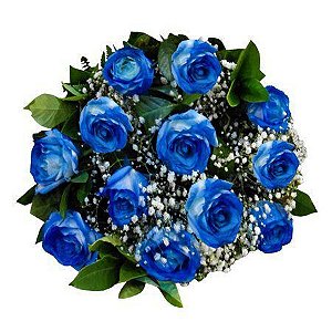 Buquê de 12 Rosas Azul com Egípcios