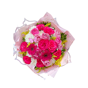 Buquê Rosas Pink e Margaridas