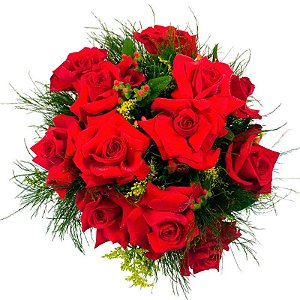 Charmoso Buquê de 12  Rosas Vermelhas Importadas