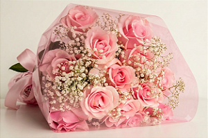 Luxuoso Buque de rosas Colombianas na Cor Rosa