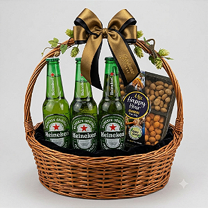 Cesta de Cerveja Heineken e Mix de Amendoim