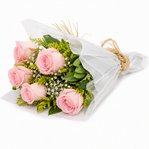 Buquê de Rosas cor de Rosa Clarinho