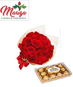 Buque 18 Rosas Colombianas Com Ferrero Rocher