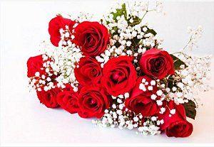 Buque 12 rosas vermelhas tradicional