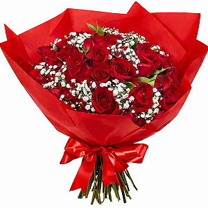 Buque 24 rosas vermelhas Tradicional