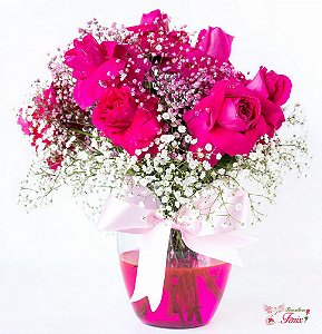 Luxuoso Arranjo de Rosas Pink