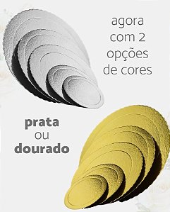 D150 a D213 - Cakeboard dourado ou prata para bolos confeitados. (1kg a 3kg) 10unid.