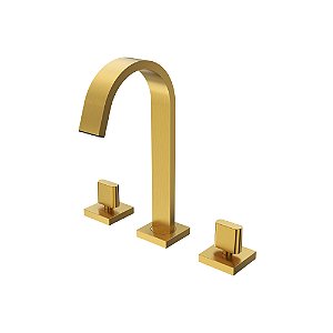 TORNEIRA MISTURADOR DE PIA PARA BANHEIRO - DOURADO ESCOVADO - COLOR DOM