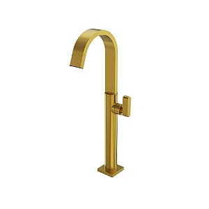 TORNEIRA DE PIA PARA BANHEIRO CUBA DE APOIO - DOURADO ESCOVADO - COLOR DOM