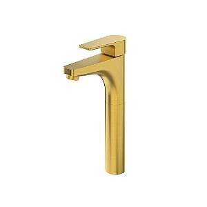 TORNEIRA MISTURADOR MONOCOMANDO PARA BANHEIRO ALTO - DOURADO ESCOVADO - COLOR LED
