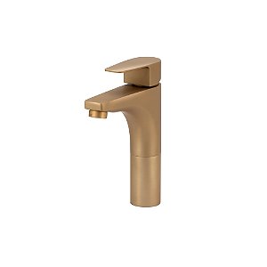 TORNEIRA MISTURADOR MONOCOMANDO PARA LAVATÓRIO MESA BICA MÉDIA - DOURADO FOSCO - LED