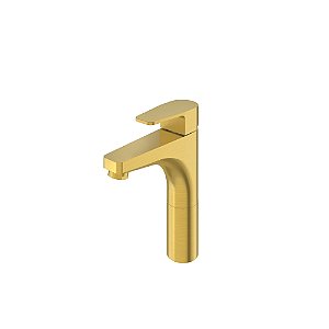 TORNEIRA MISTURADOR MONOCOMANDO PARA LAVATÓRIO MESA BICA MÉDIA - DOURADO ESCOVADO - LED
