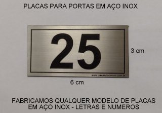 Placa para Portas Em Aço Inox 06cm x 03cm - Por Encomenda
