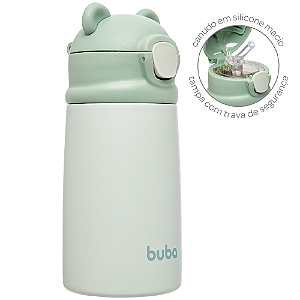 Garrafa térmica parede dupla ursinho verde buba