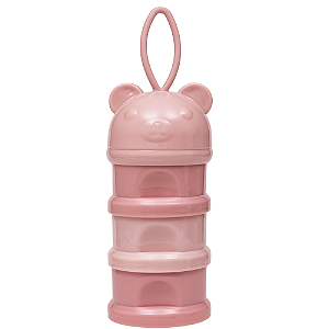 Potes empilháveis para leite em pó e snack buba rosa