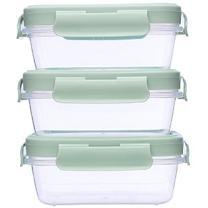 Kit com 3 potinhos hermeticos verde buba