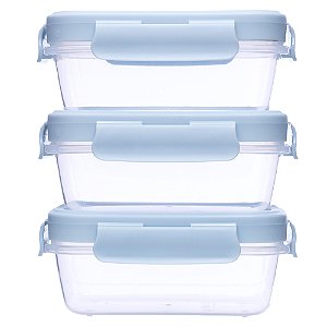 Kit com 3 potinhos hermeticos azul buba