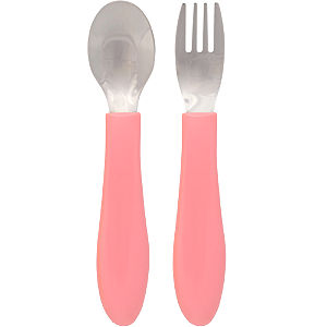 Kit talheres em inox bubazoo rosa buba