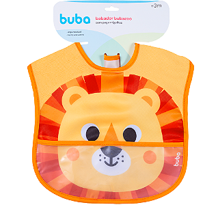 Babador Impermeável com Bolso Bubazoo leão Buba