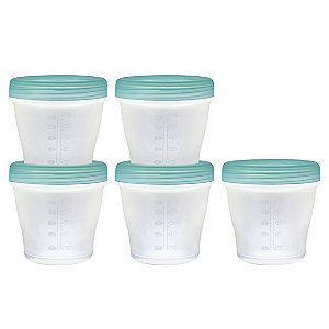 Kit com 5 Potes para armazenar Papinha e leite materno KaBaby