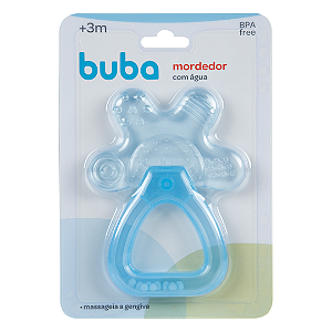 Mordedor De Água Chocalho Bebe Massageador Gengiva Buba Azul